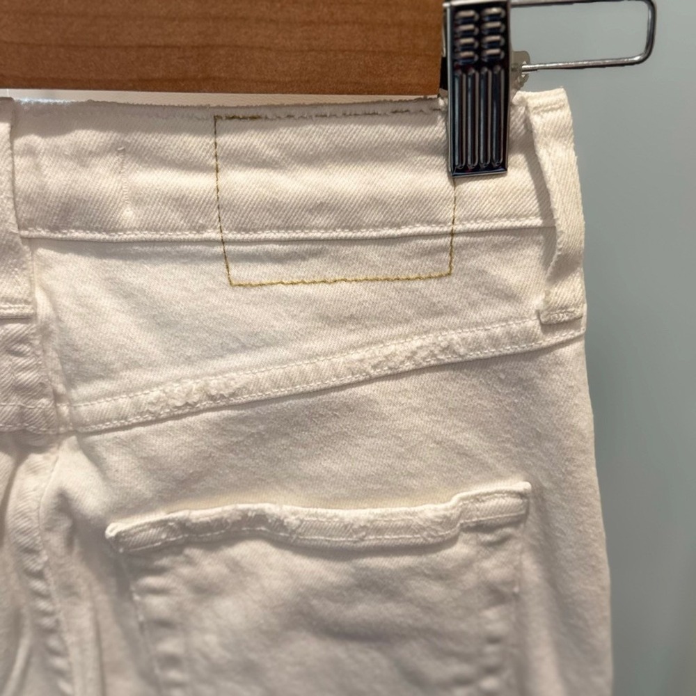 AMO Denim 2010s Sea Salt White Straight Crop Jeans Button Fly & Raw Hem Size 25 - Picture 6 of 15